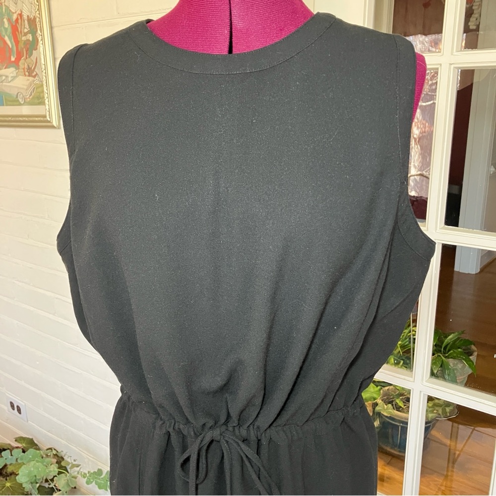 Talbots Wool Blend Sleeveless Sheath Dress | Tie Waist | Black | Lined XL 12/14 - Picture 3 of 11